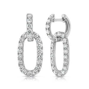 14kt white gold earrings with removable pave diamond paperclip link.