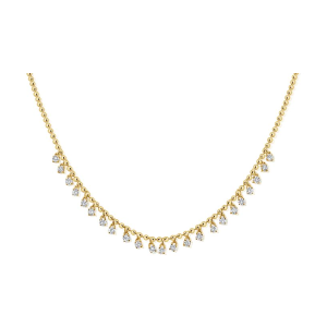 14kt yellow gold ball necklace with diamond dangles