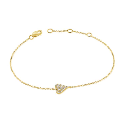 14K Delicate Diamond Heart Bracelet