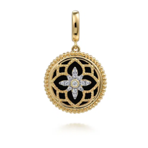 14K Onyx and Diamond Pendant