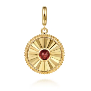 14K Fluted Garnet Pendant