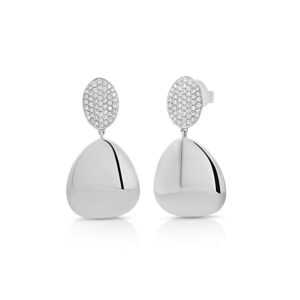 14K white gold pave diamond and high polish drops